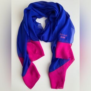 Boutiue Moschino royal blue and hot pink 100%silk scarf